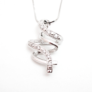 3D Abstract Swirl Pendant with Cubic Zirconias